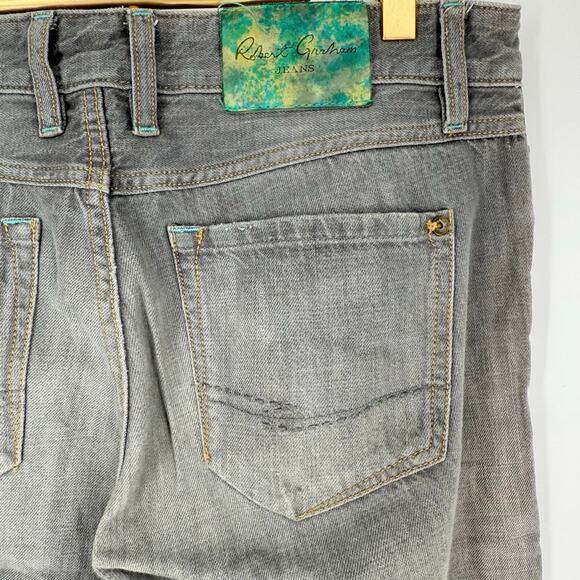 Robert Graham Jeans Men's Casual Pants Light Wash Grey Straight Leg, 32 - Picture 5 of 9